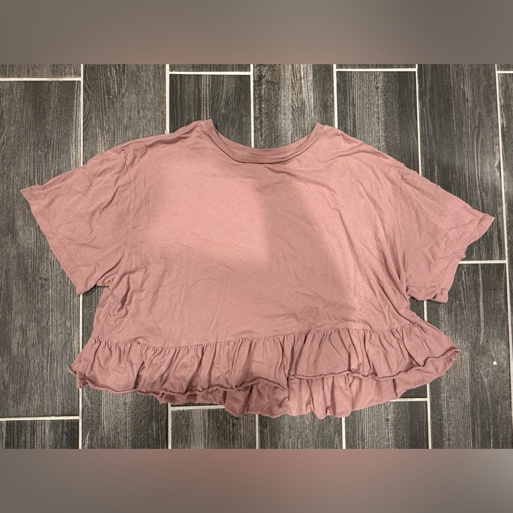 Pink Ruffled Crop T-Shirt